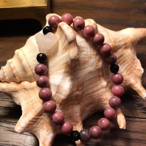 Pink Rhodonite & Rose Quartz Butterfly Bracelet